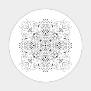 Ornamental Black Line Motif Magnet